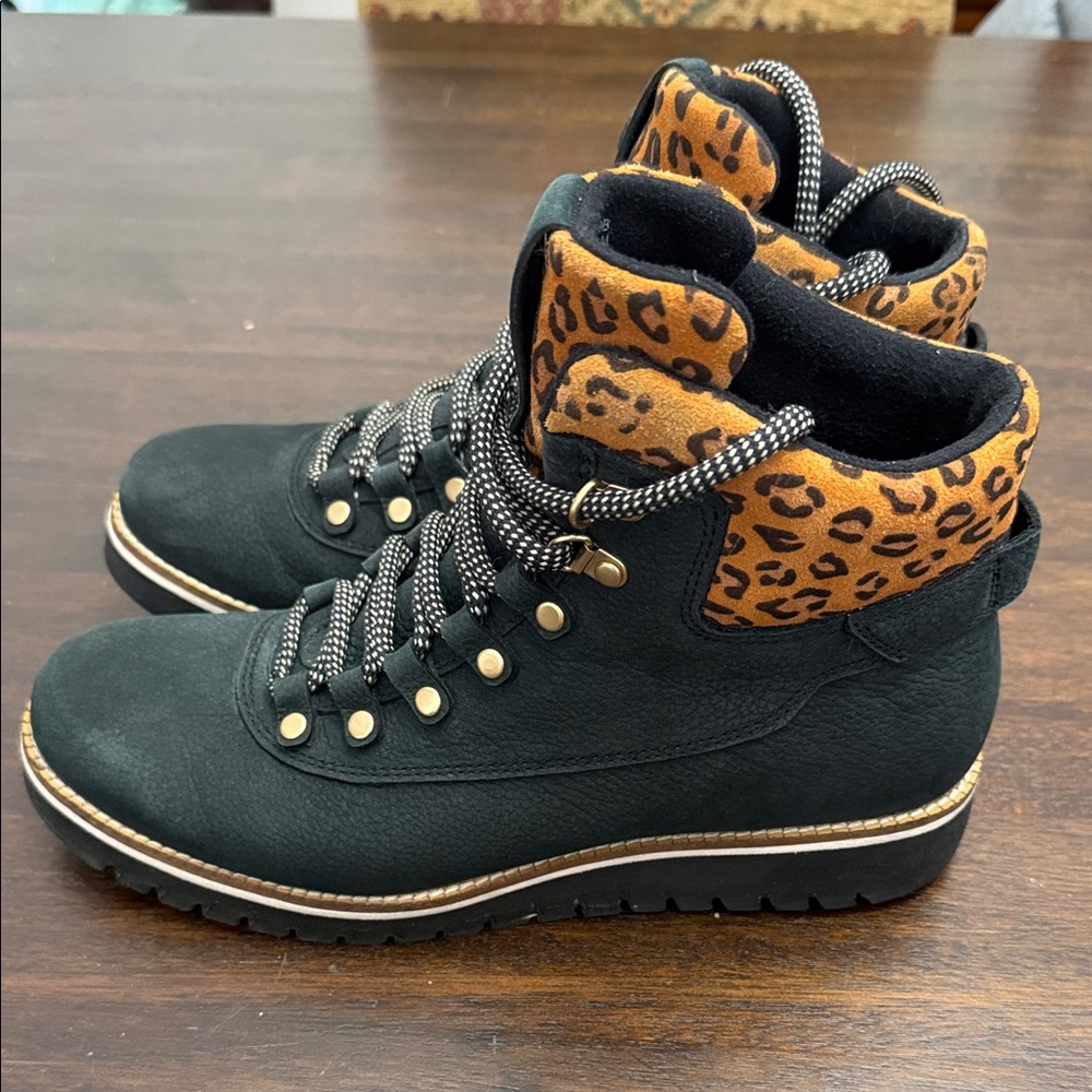 Cole Haan Leopard Accent Black Women's Boots